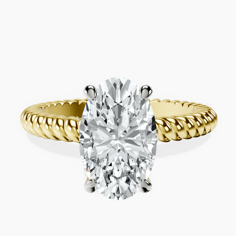 2.99 ct. oval Sansa Solitaire Ring in 10kt yellow gold rtr top