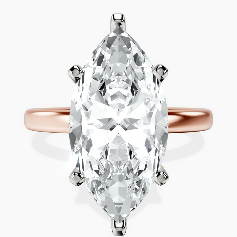 6.60 ct. marquise Four Prong Ring in 14kt rose gold rtr top