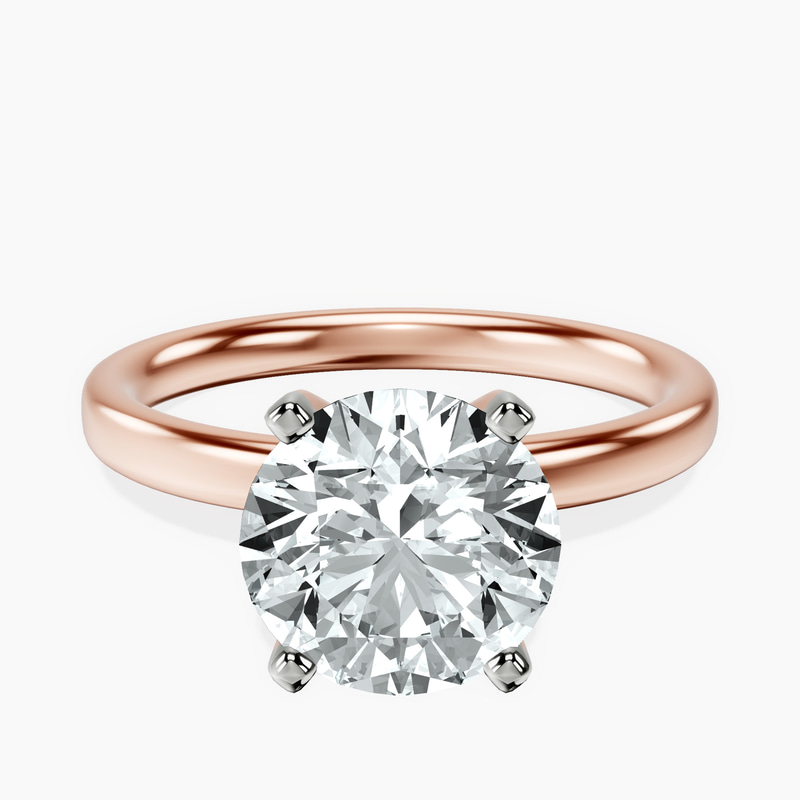 2.82 ct. round Four Prong Ring in 14Ct rose gold rtr top
