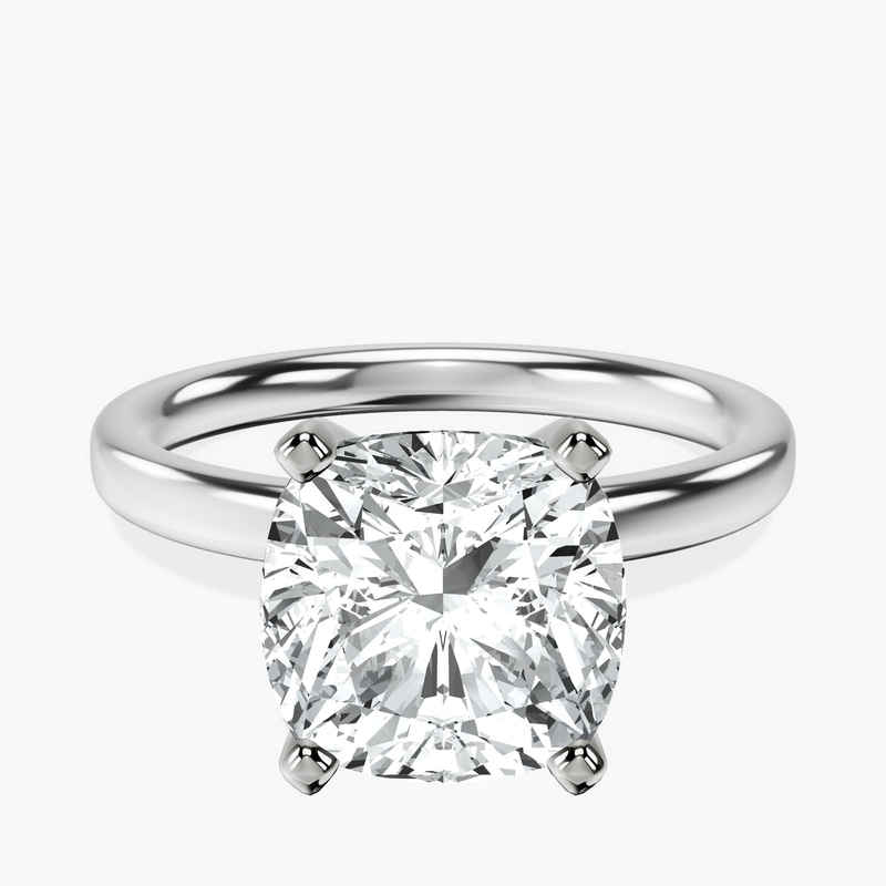 4.04 ct. cushion Four Prong Ring in 14kt white gold rtr top