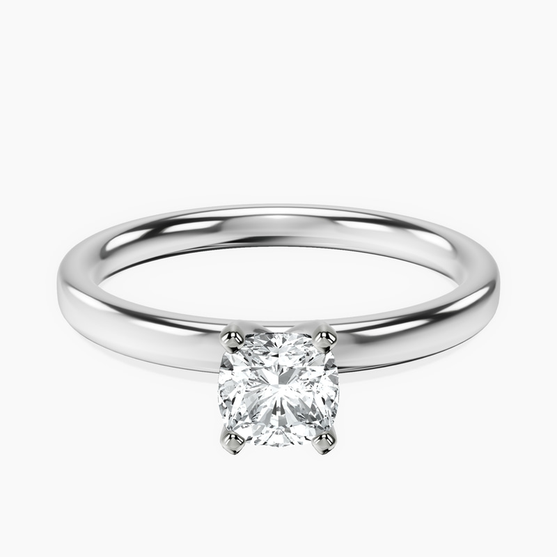 18kt White Gold Four Prong Solitaire 2mm Lab Diamond Ring front image