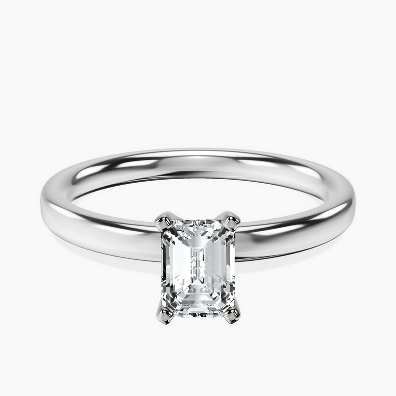 14kt White Gold Four Prong Solitaire 2mm Lab Diamond Ring front image