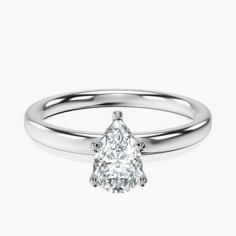 14kt White Gold Four Prong Solitaire 2mm Lab Diamond Ring front image