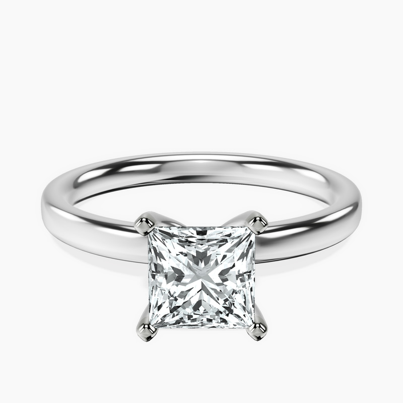 14kt White Gold Four Prong Solitaire 2mm Lab Diamond Ring front image
