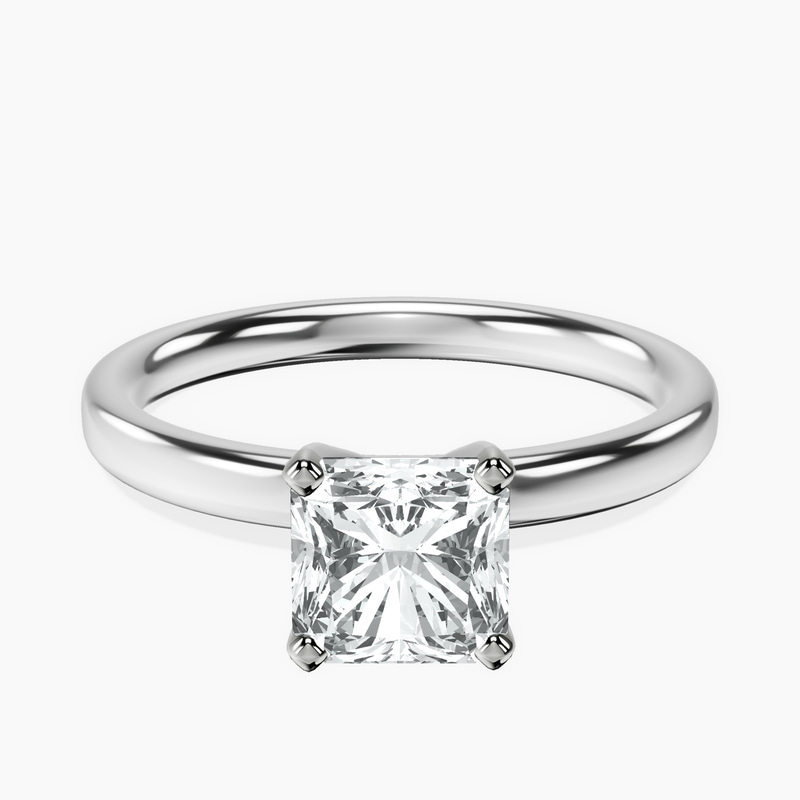 10kt White Gold Four Prong Solitaire 2mm Lab Diamond Ring front image