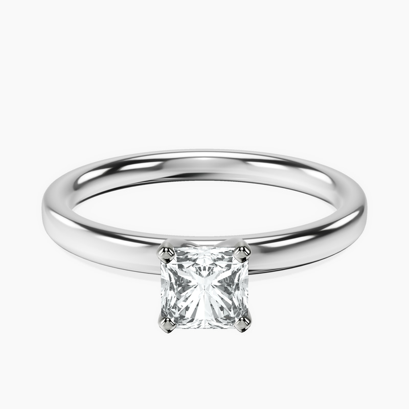 18kt White Gold Four Prong Solitaire 2mm Lab Diamond Ring front image