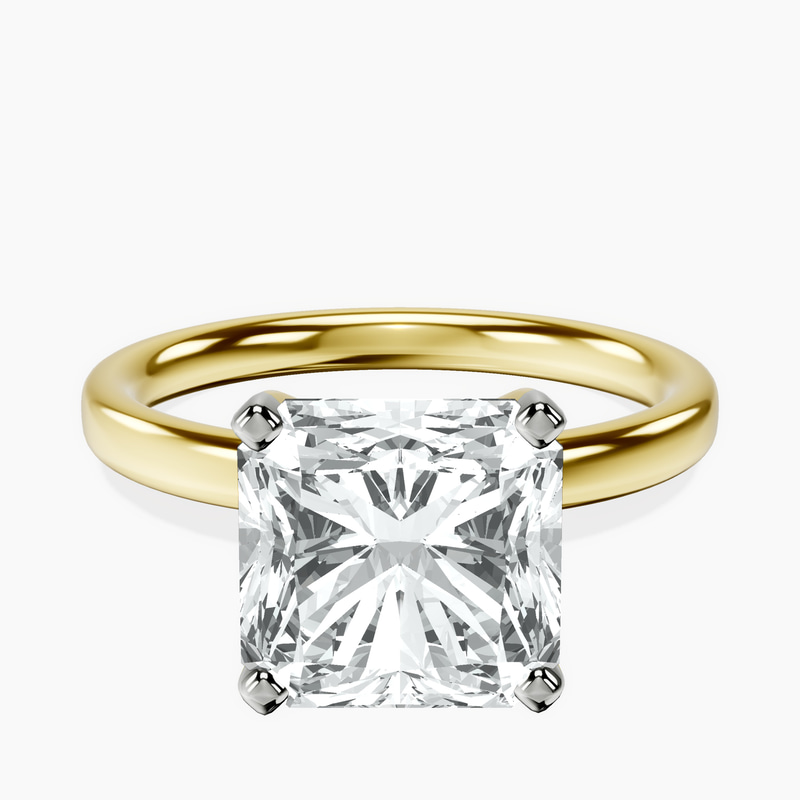 4.96 ct. radiant Four Prong Ring in 14kt yellow gold rtr top