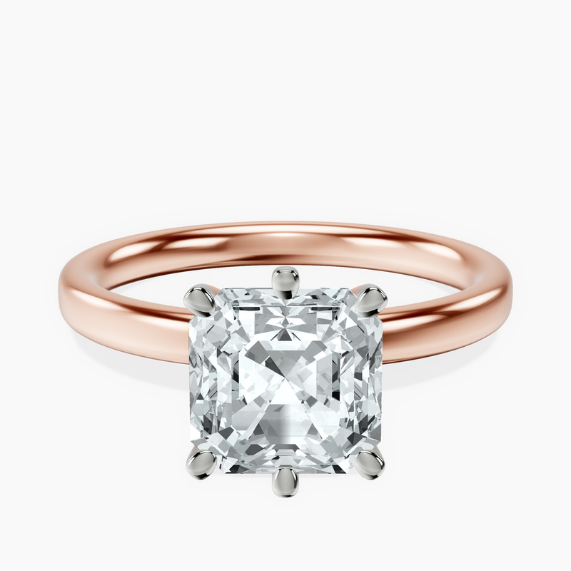 18kt Rose Gold Six Prong Solitaire 2mm Lab Diamond Ring front image