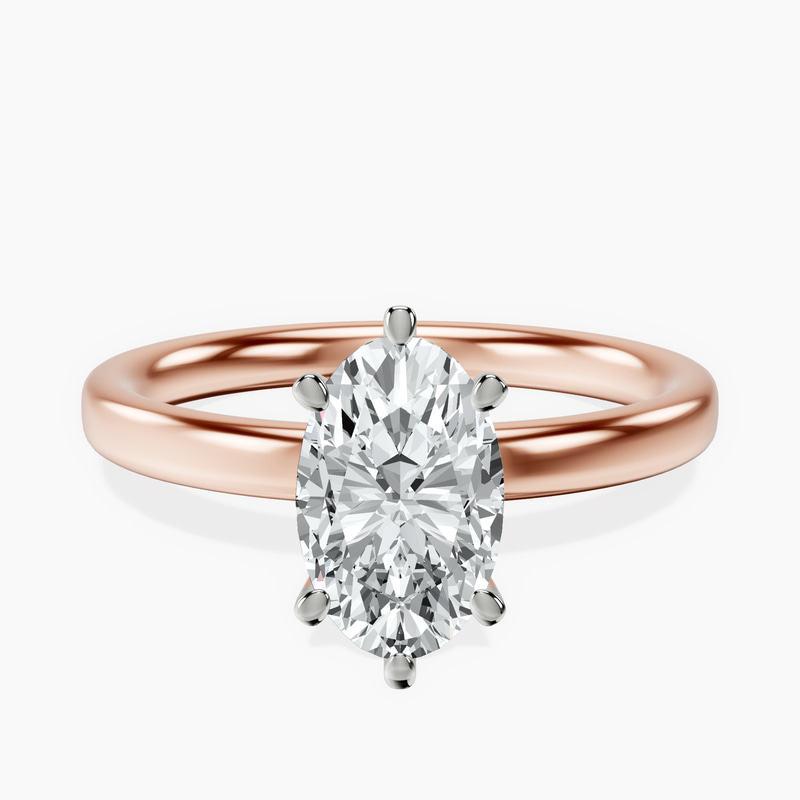 18kt Rose Gold Six Prong Solitaire 2mm Lab Diamond Ring front image