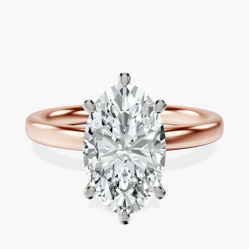 2.99 ct. oval Six Prong Ring in 14kt rose gold rtr top