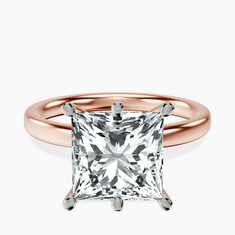 18kt Rose Gold Six Prong Solitaire 2mm Lab Diamond Ring front image