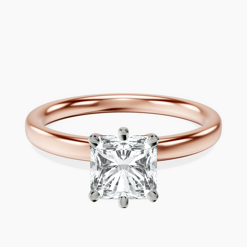 14kt Rose Gold Six Prong Solitaire 2mm Lab Diamond Ring front image