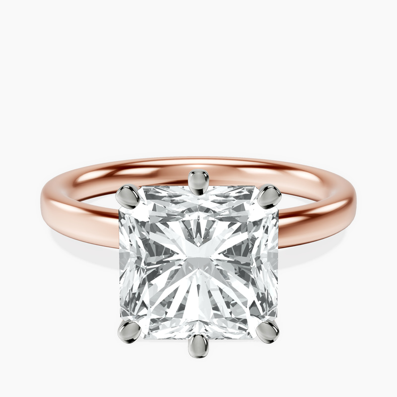 18kt Rose Gold Six Prong Solitaire 2mm Lab Diamond Ring front image