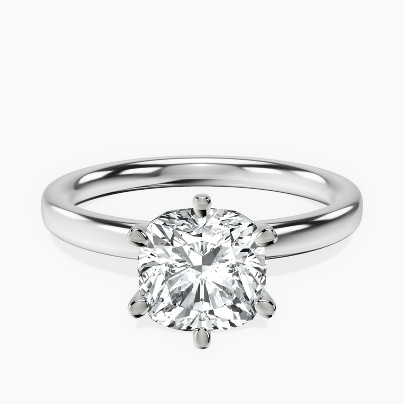 Six Prong Solitaire 2mm Lab Diamond Ring front view