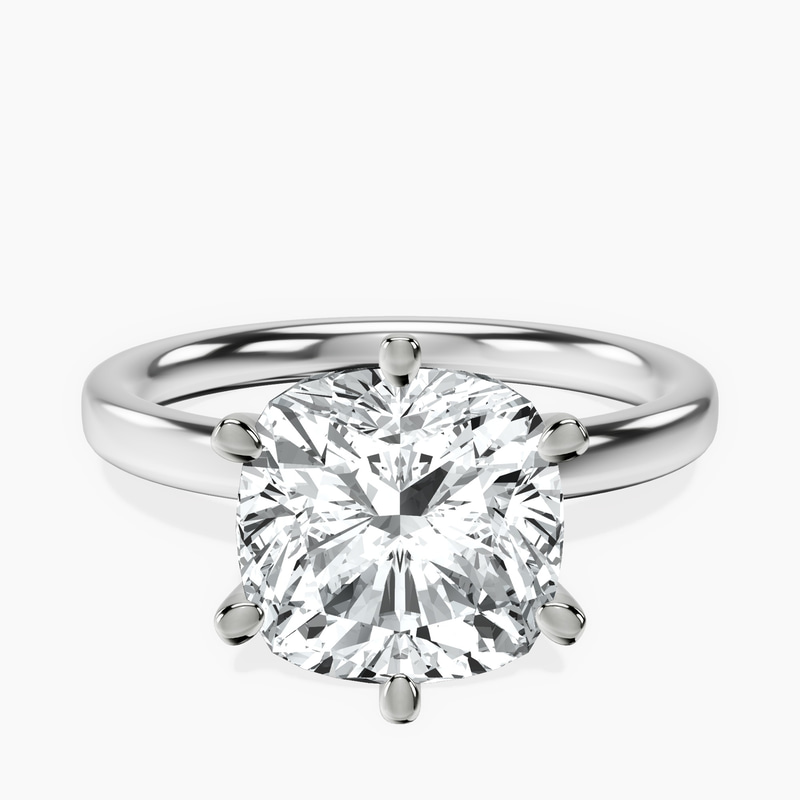 14kt White Gold Six Prong Solitaire 2mm Lab Diamond Ring front image