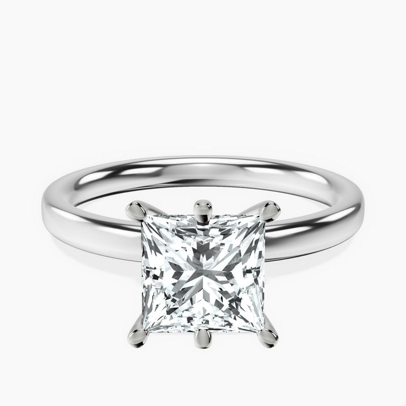 Six Prong Solitaire 2mm Lab Diamond Ring front view
