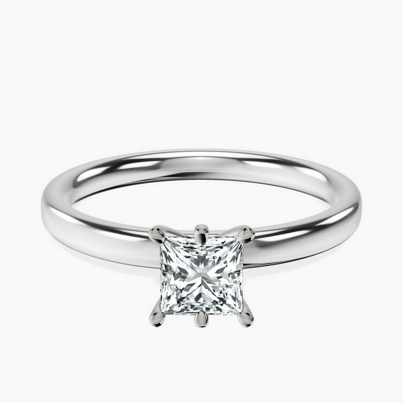 10kt White Gold Six Prong Solitaire 2mm Lab Diamond Ring front image