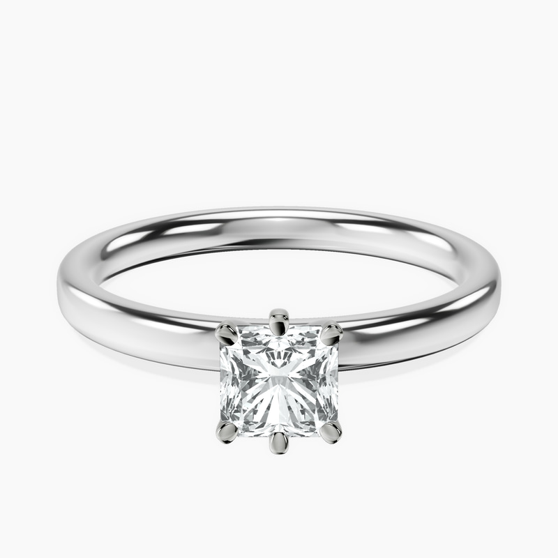 10kt White Gold Six Prong Solitaire 2mm Lab Diamond Ring front image