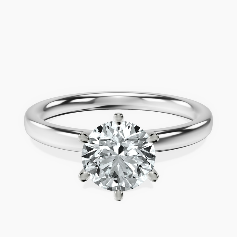 Platinum Six Prong Solitaire 2mm Lab Diamond Ring front image