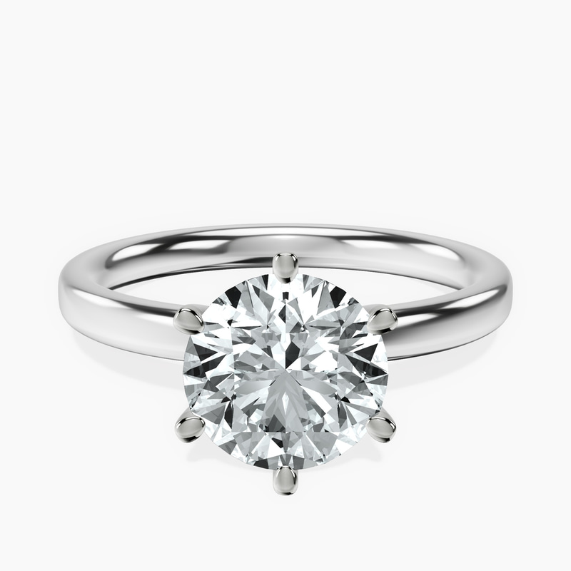 Six Prong Solitaire 2mm Lab Diamond Ring front view