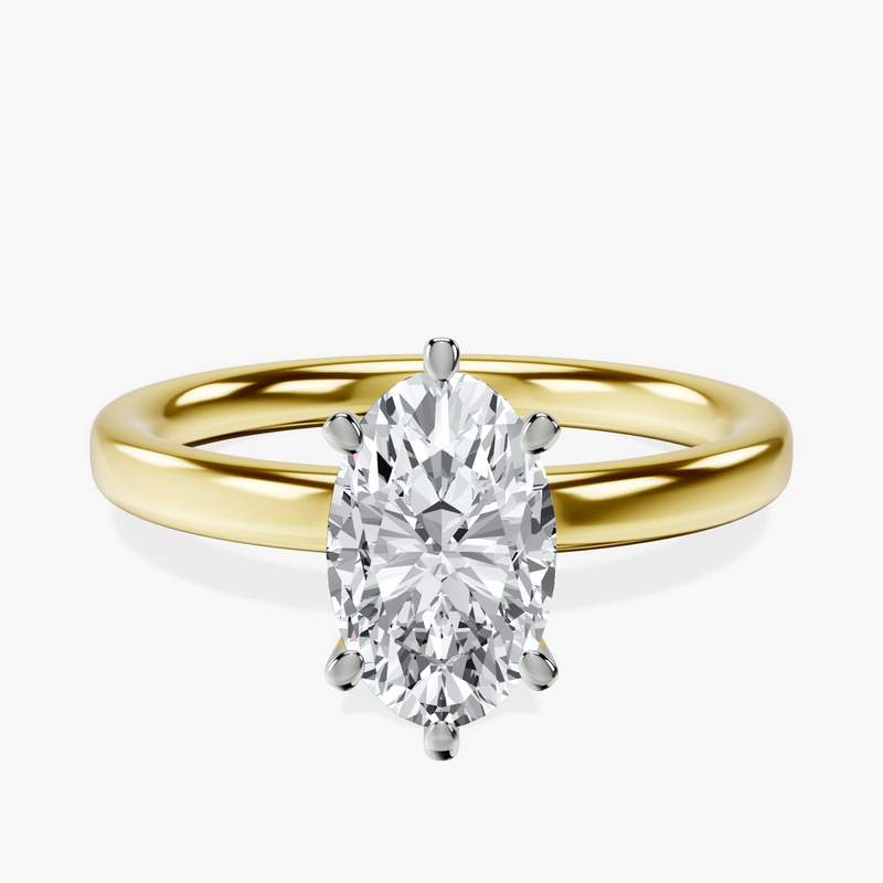 1.80 ct. oval Six Prong Ring in 14kt yellow gold rtr top