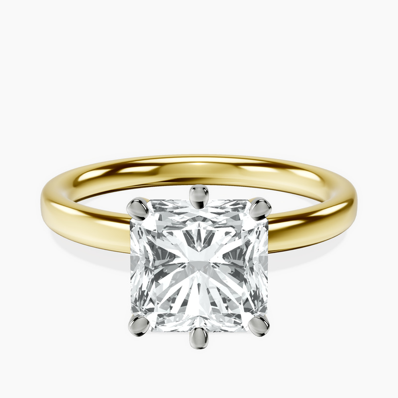 2.65 ct. radiant Six Prong Ring in 10kt yellow gold rtr top