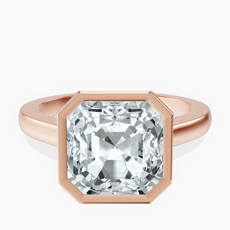 14kt Rose Gold Bezel Set Solitaire Lab Diamond Ring front image