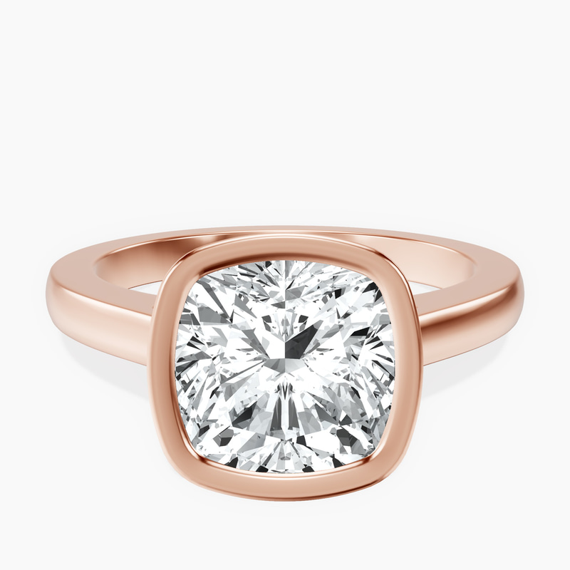 14kt Rose Gold Bezel Set Solitaire Lab Diamond Ring front image