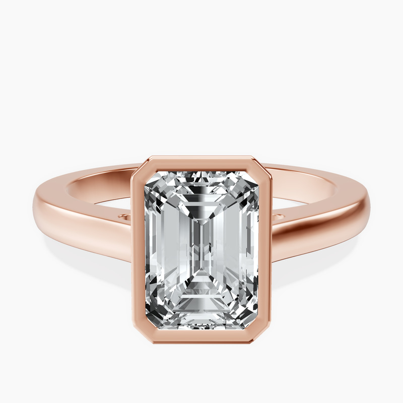 14kt Rose Gold Bezel Set Solitaire Lab Diamond Ring front image