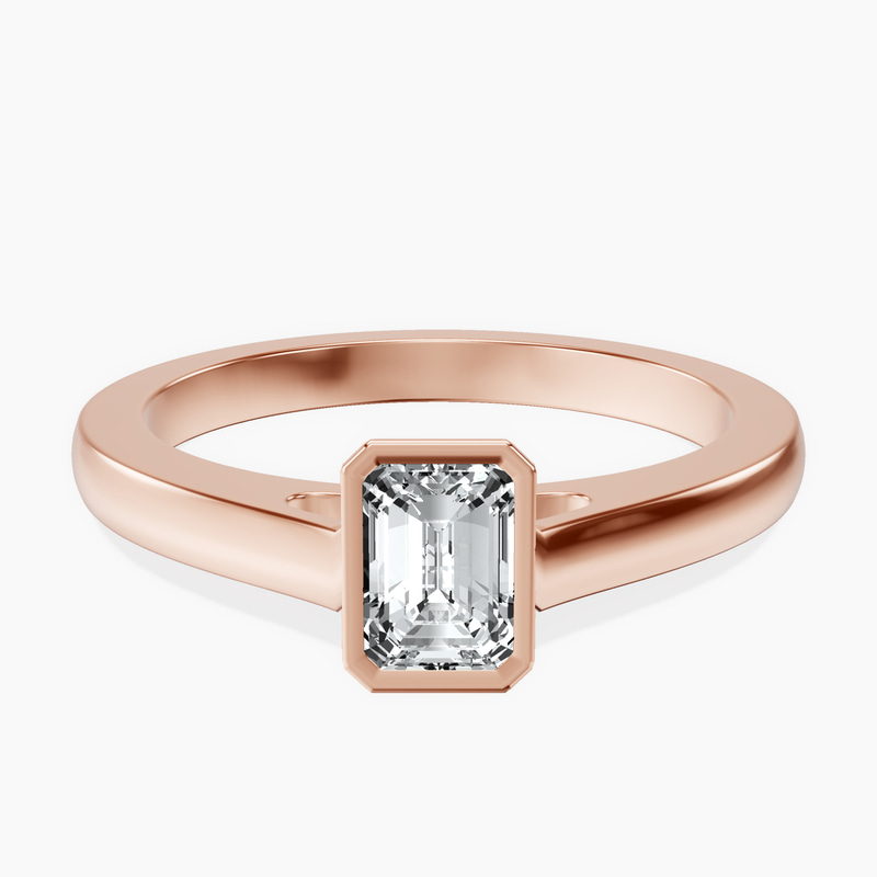 14kt Rose Gold Bezel Set Solitaire Lab Diamond Ring front image