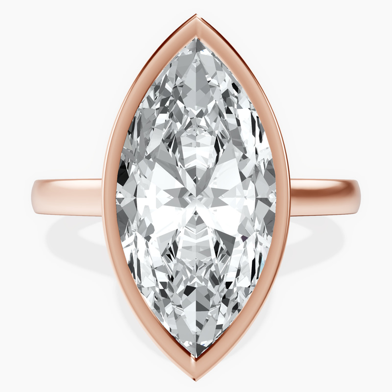 10kt Rose Gold Bezel Set Solitaire Lab Diamond Ring front image