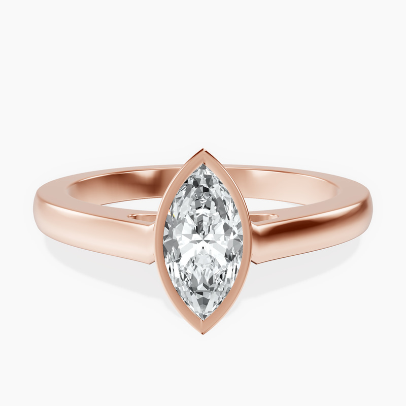 10kt Rose Gold Bezel Set Solitaire Lab Diamond Ring front image