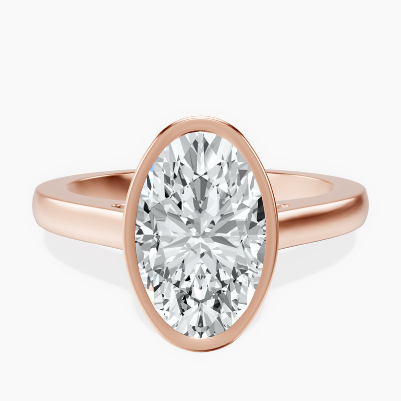 2.06 ct. oval Bezel Solitaire Ring in 14kt rose gold rtr top