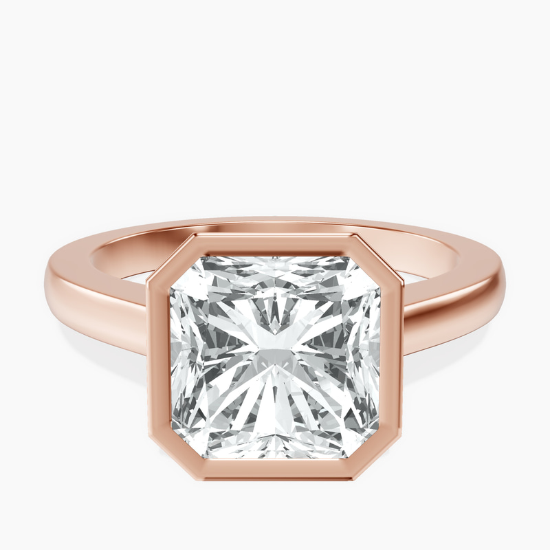 10kt Rose Gold Bezel Set Solitaire Lab Diamond Ring front image