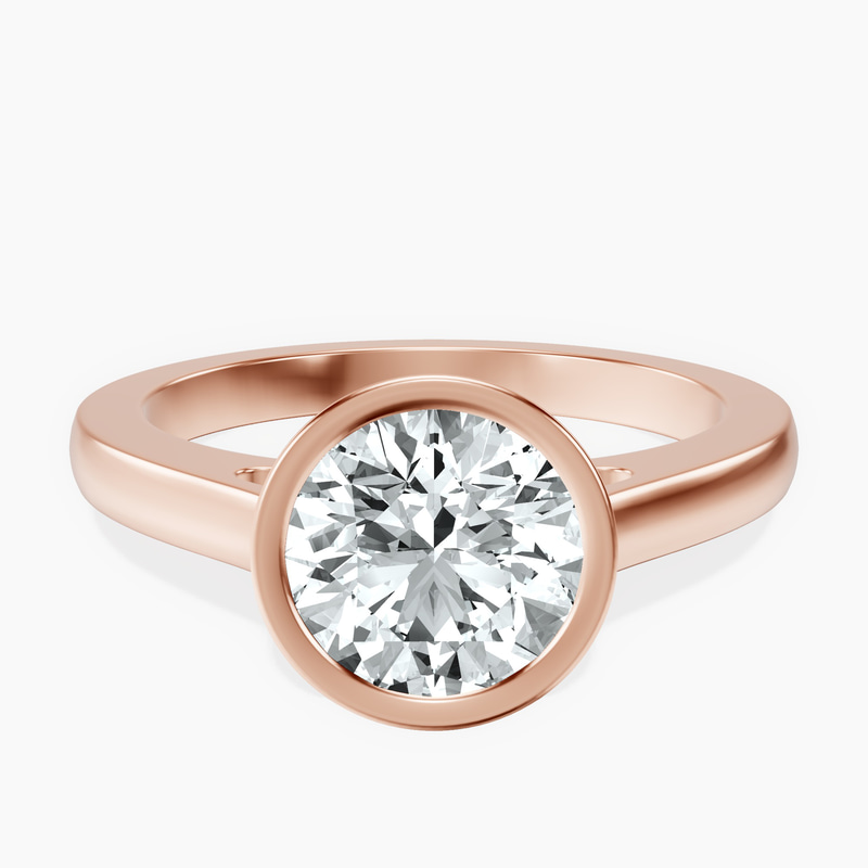 Bezel Set Solitaire Lab Diamond Ring front view