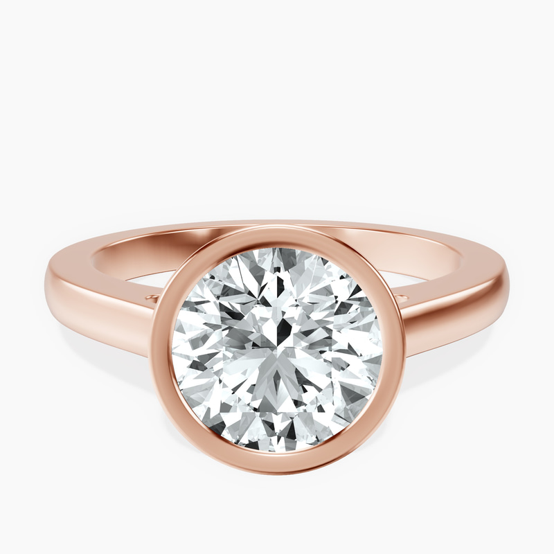 2.82 ct. round Bezel Solitaire Ring in 18kt rose gold rtr top
