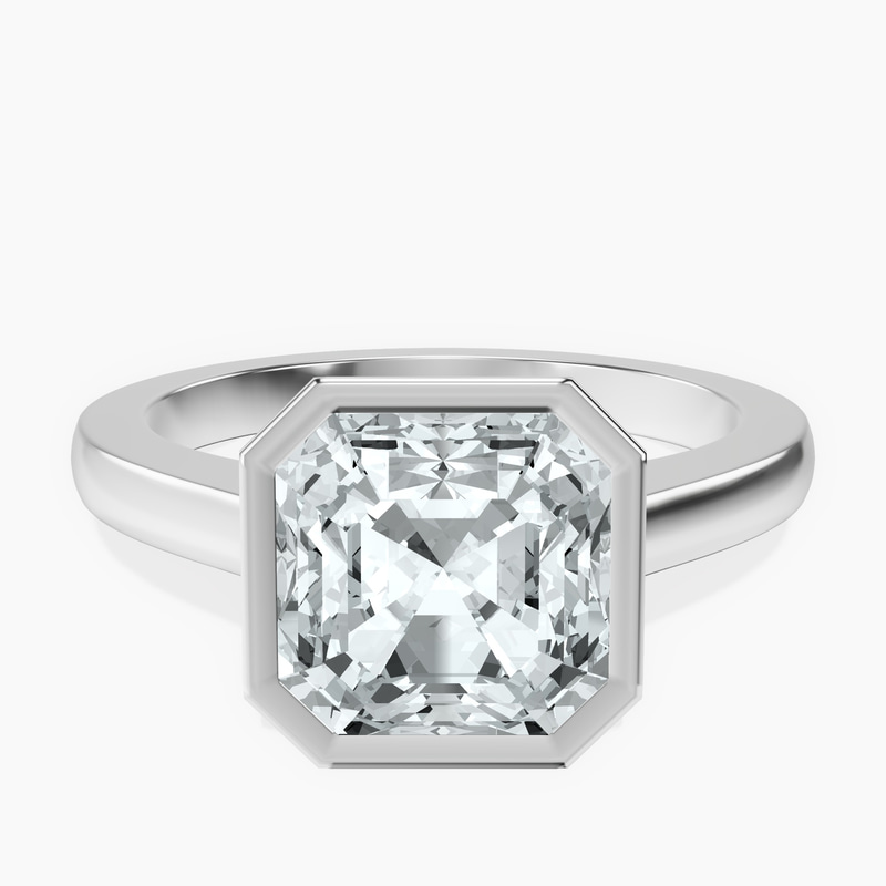 18kt White Gold Bezel Set Solitaire Lab Diamond Ring front image