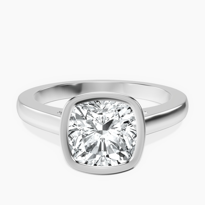 18kt White Gold Bezel Set Solitaire Lab Diamond Ring front image