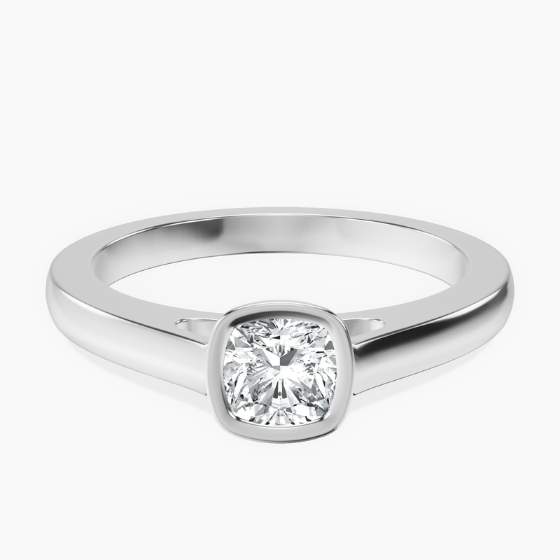 14kt White Gold Bezel Set Solitaire Lab Diamond Ring front image