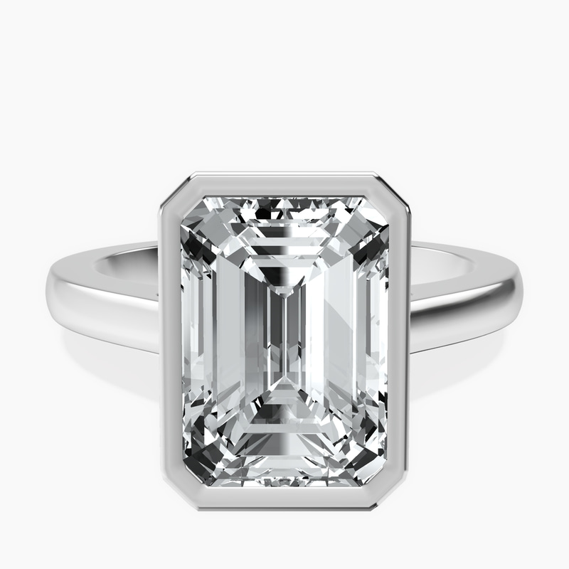 14kt White Gold Bezel Set Solitaire Lab Diamond Ring front image