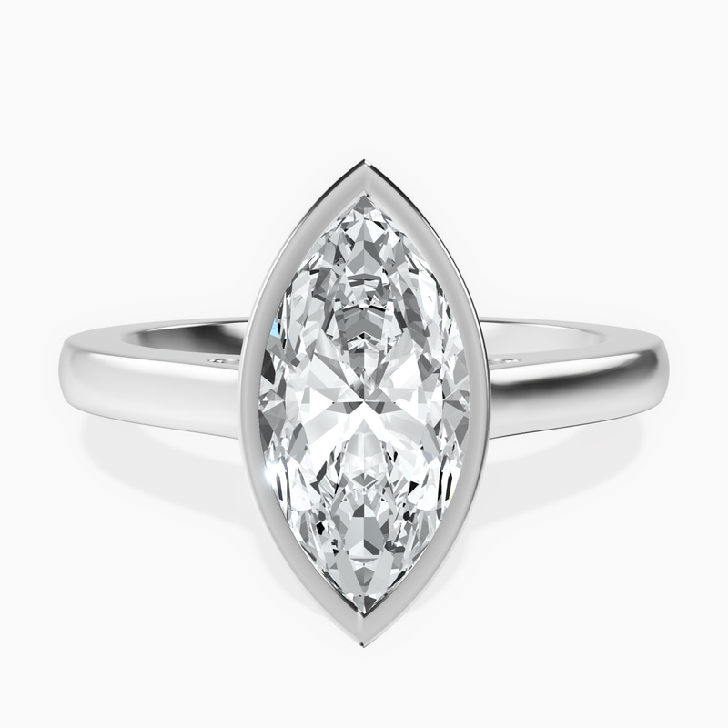 18ct White Gold Bezel Set Solitaire Lab Diamond Ring front image