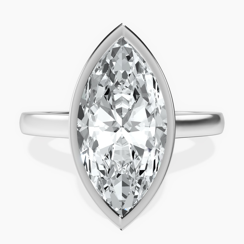 10kt White Gold Bezel Set Solitaire Lab Diamond Ring front image