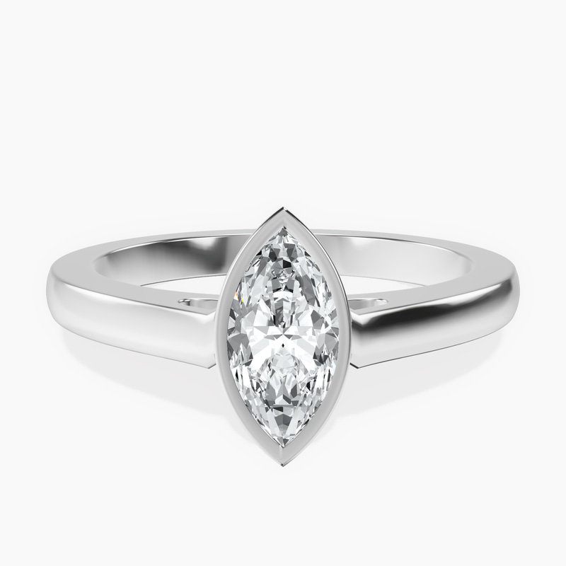14kt White Gold Bezel Set Solitaire Lab Diamond Ring front image