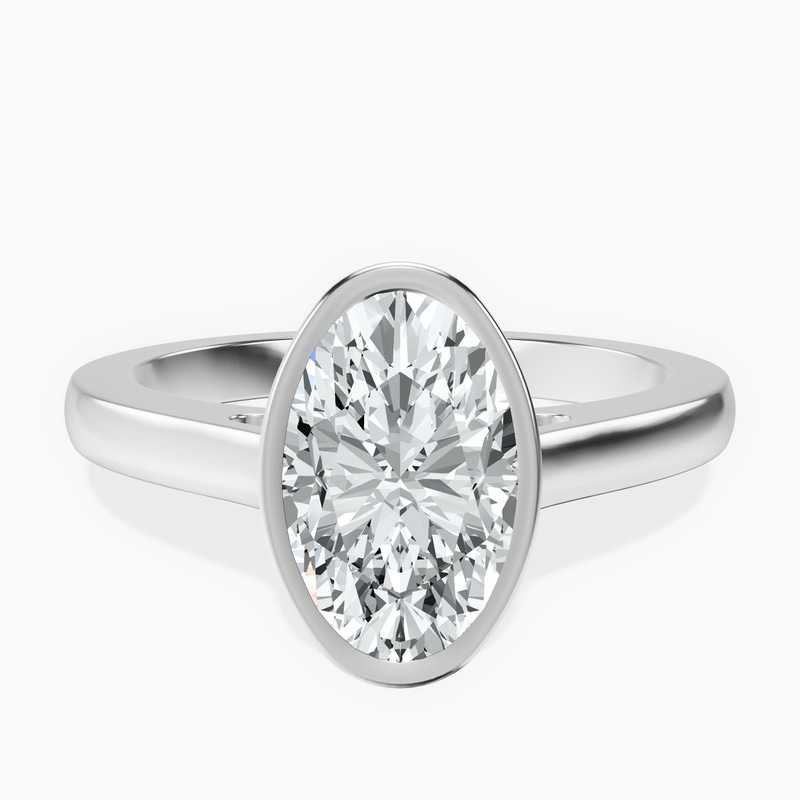 Platinum Bezel Set Solitaire Lab Diamond Ring front image