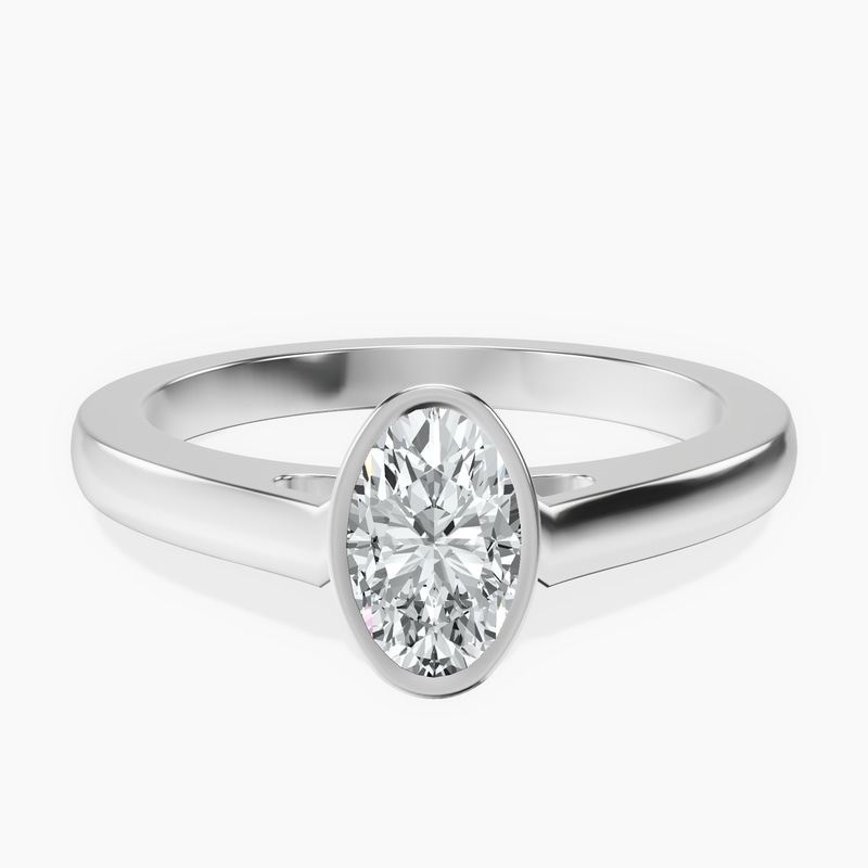Platinum Bezel Set Solitaire Lab Diamond Ring front image