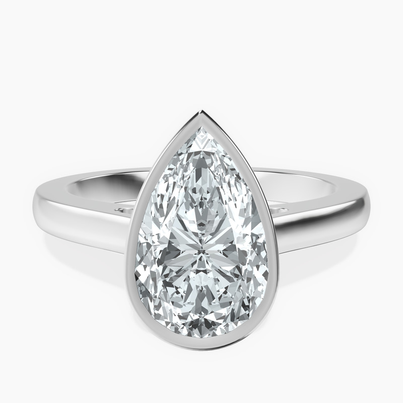 2.81 ct. pear Bezel Solitaire Ring in platinum rtr top