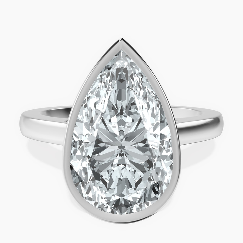 14kt White Gold Bezel Set Solitaire Lab Diamond Ring front image