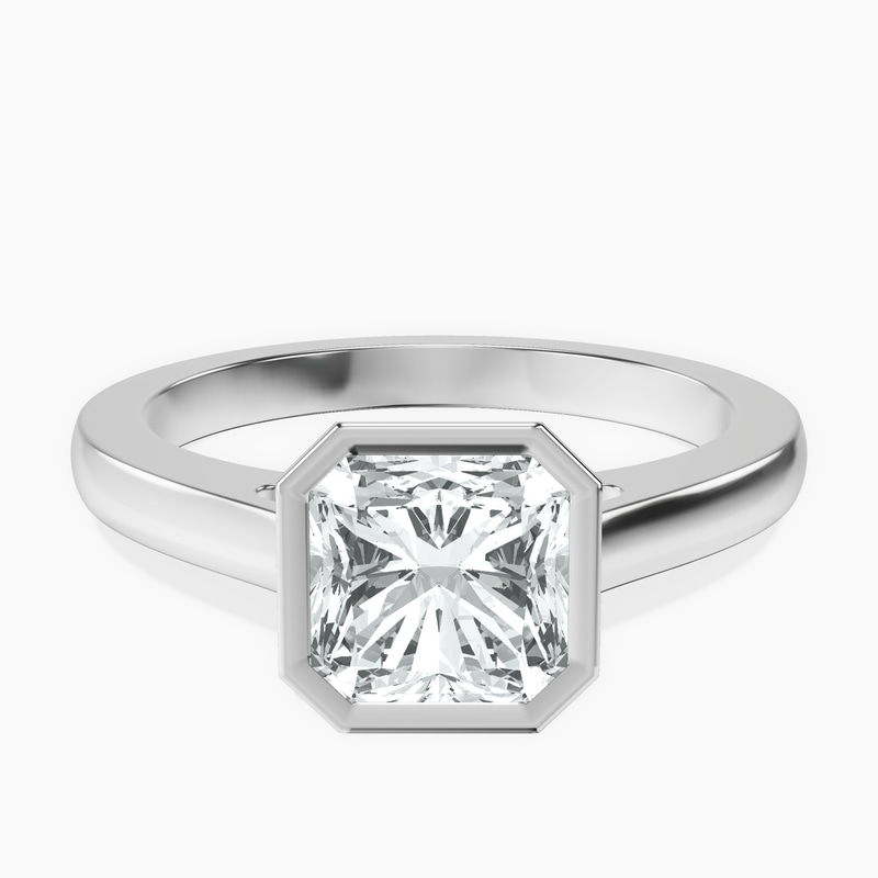 18ct White Gold Bezel Set Solitaire Lab Diamond Ring front image