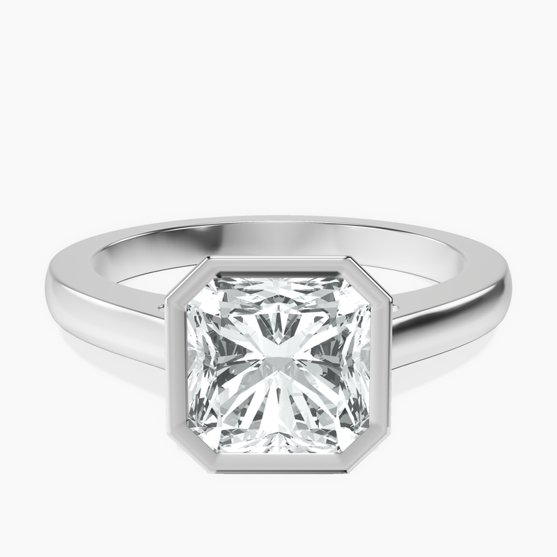 10kt White Gold Bezel Set Solitaire Lab Diamond Ring front image