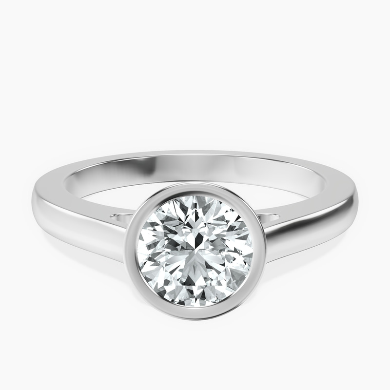 14kt White Gold Bezel Set Solitaire Lab Diamond Ring front image